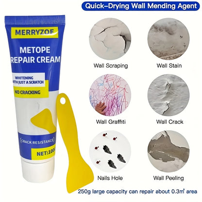 Kit de reparação de paredes com massa e espátula para reparar paredes, mossas em gesso e riscos em madeira de forma rápida e fácil. Massa para reparação de superfícies, ideal para reparar buracos de pregos e outras imperfeições em paredes domésticas.