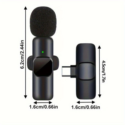Portable Wireless Lavalier Microphone - USB-C Clip On Recording System, Suitable for Smartphones And Laptops, Ideal for Vlogs, Live Streaming, And Interviews, Content Creation Mic, Vlogging Equipment, Compact Design, Clipon M