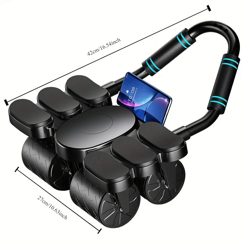 A Silent Rebound Abdominal Wheel with Four Wheels, Perfect for Home Workouts And Abdominal Compression, Ideal for Core Training, Made of ABS Material, a Great Gift for Christmas And New Year.