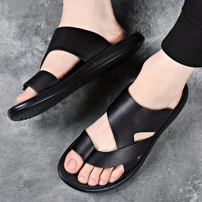 Men'S Summer Sandals - Breathable Microfiber Synthetic Upper, Slip-On Round Toe Beach Shoes with Faux Insole & Sole, Fashionable Vacation Style for Daily & Outdoor Use