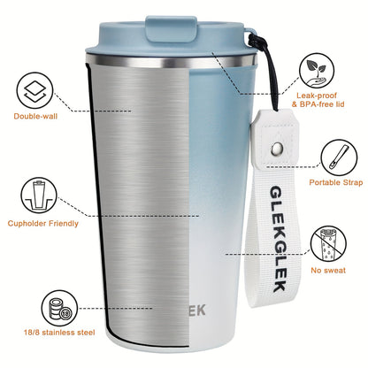 Glekglek 510ml Insulated Travel Mug with Paw Print &amp; Heart Design - Double Wall, Dent Prevention, Dishwasher Safe, Portable Coffee Mug for Valentine's Day, Thanksgiving, Christmas, Father's Day, Teacher's Day, Festive Drinks