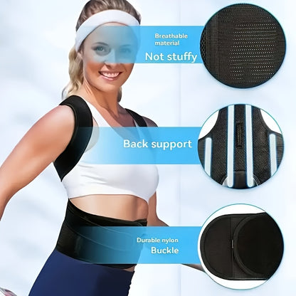 1 Adjustable Back Support for Men & Women | Upper and Lower Back Stabilization with Waist Stability, Breathable Mesh Design | Casual Posture Corrector