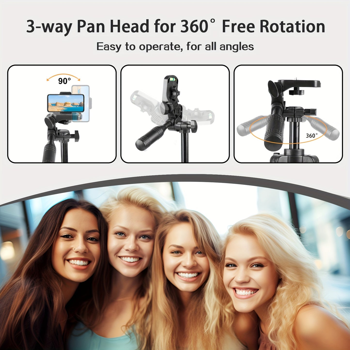 Ultra-Light 129.54cm Professional Tripod with 360° Rotating Pan Head for Phones & Cameras - Ideal for Recording & Live Streaming, Easy to Carry, UEGOGO