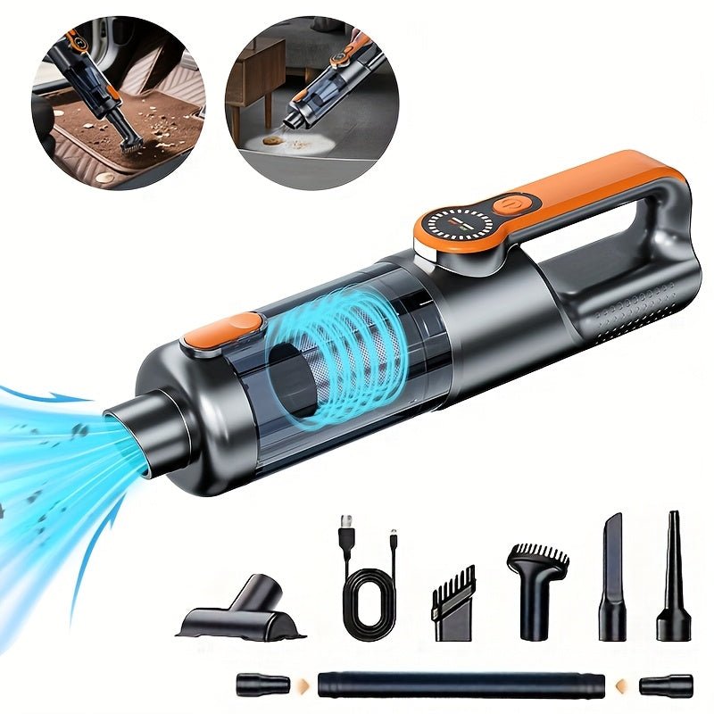 Car Handheld Wireless Vacuum Cleaner, Strong Suction, Portable Vacuum Cleaner, USB Rechargeable with LED Light, Suitable for Cars, Pets, Hair, Beds, Home