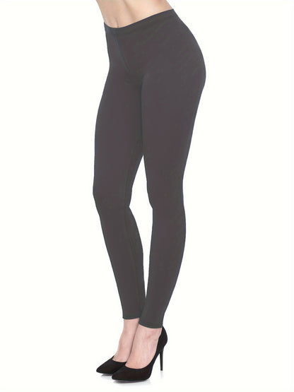 3-Pack High-Elasticity Slim-Fit 9/10 Length Pants - Solid Color Tight Waist All-Season Trousers, Machine Washable &amp; Dry Cleanable, Casual to Dressy Wear (Compatible with Skirts/Blouses) - Bulk Pack for Cost Savings &amp; Easy War