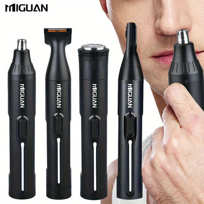 4-in-1 Professional Grooming Kit, USB Rechargeable Nose & Ear Hair Trimmer, Beard and Eyebrow Razor, Men's Personal Care Tools