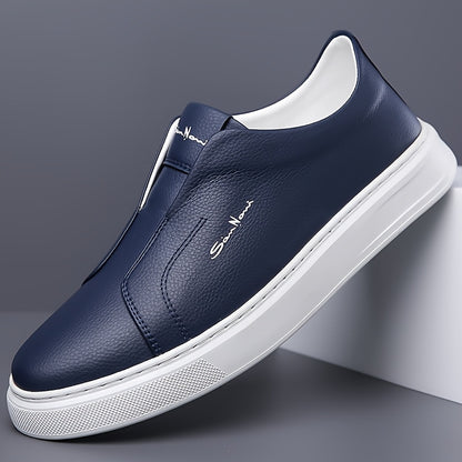 Men'S Navy Blue Slip-On Sneakers - Stylish Low Top Casual Shoes with White Sole, Comfortable Microfiber Upper, Perfect for Daily Outings and Outdoor Activities, All-Season Footwear, Casual Walking Shoes|Stylish Slipon Sneaker