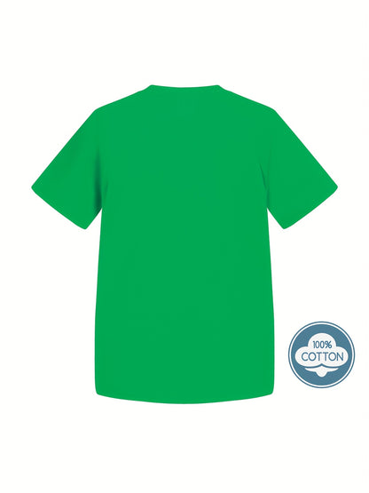 T-shirt infantil de cor sólida, blusa casual de manga curta, t-shirt infantil para o verão.