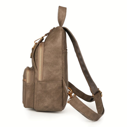 Vintage Elegance Brown Backpack for Women - Adjustable Strap, Zipper Closure, Multiple Compartments, Stylish Shoulder & Crossbody Bag, Casual Everyday Bag|Vintage Elegance Bag|Durable Zipper Closure