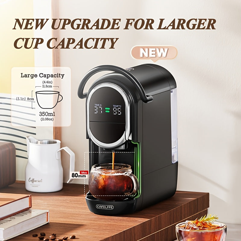 CAFELFFE 4-in-1 Capsule Coffee maker, Automatic Coffee Machine with hot & cold extraction, visual LCD panel, 7-level water adjustment. Compatible with DG/Nes Original/ground coffee/ese Pod, 19Bar. Suitable for home/office, pe