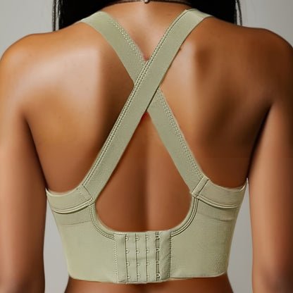 Solid Color Sports Running Bra, Seamless Fitness Top, Women's Activewear ( No Padded)