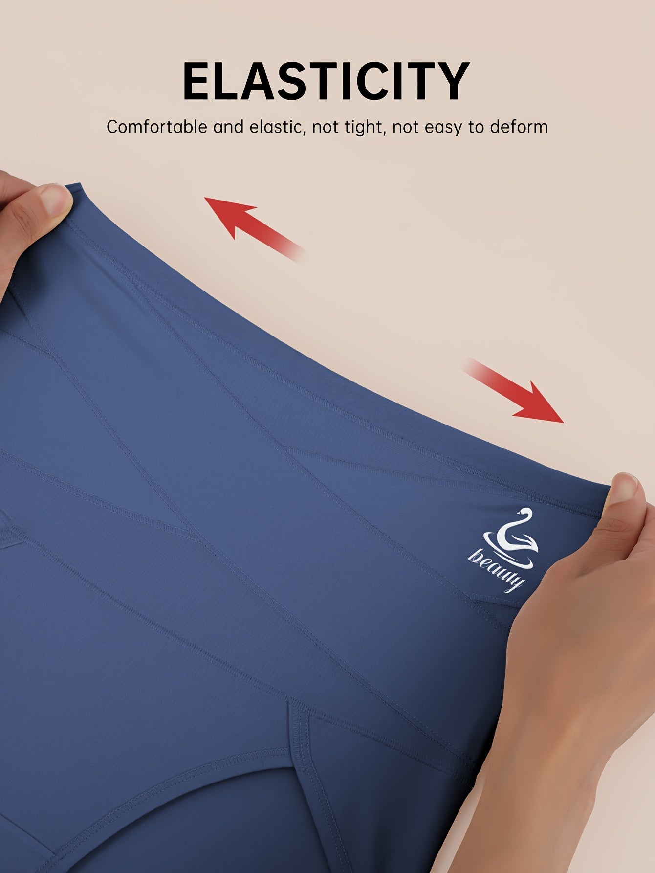 4pcs QUASTI High Support Women'S Adjustable Briefs - Tummy Tucking & Hip Lifting, Breathable & Comfortable, Cross Waistband Design with Swan Logo, S-XXL, Daily Wear Trousers, Comfortable Underwear | Stylish Undergarment | Com