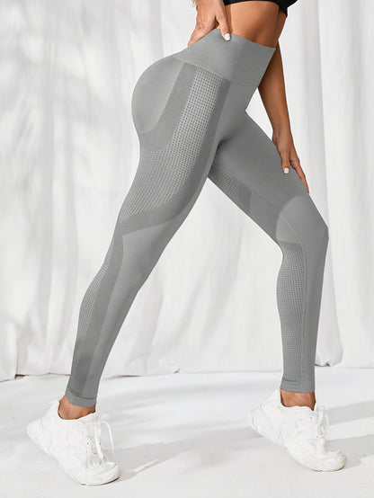 Two Solid Color High-Elasticity Fitness Yoga Leggings - Abdominal Control, Pleated, Elastic Waistband, Long Length, Made of Polyamide And Elastic Materials - Suitable for Women'S Activewear, Exercise, And All Seasons.