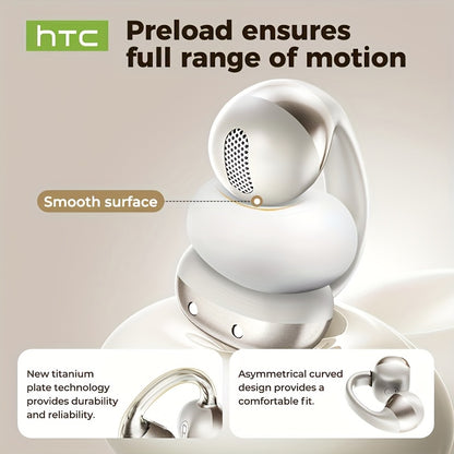 HTC NE56 Wireless Earbuds with 6.0 Low-Latency HD Voice, Noise Cancellation, Built-in Microphone, USB Rechargeable, Compatible with iOS & Android, Portable & Comfortable Design
