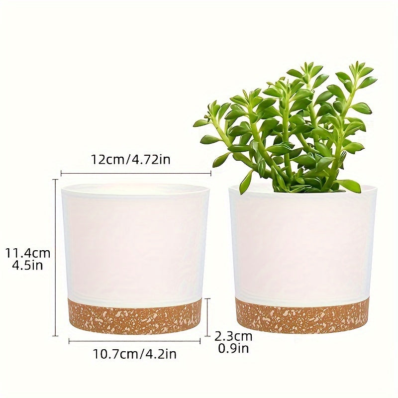 4pcs, 12.7 cm Flower Pots, Indoor Plant Pots with Drainage Holes and Removable Base, Saucer Style Modern Decoration for Outdoor Garden Planters