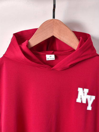 Cool Short-Sleeve T-Shirt with Letter Print And Shorts Set for Boys, for Outdoor