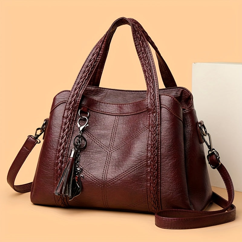 Weidua Women's Elegant Vintage Handbag - Convertible Crossbody/Shoulder Bag with Zipper Closure, Detachable Strap - Chic Purse for Women, Everyday & Formal Events - Available in Black, Light Brown, Purple, Blue, Burgundy