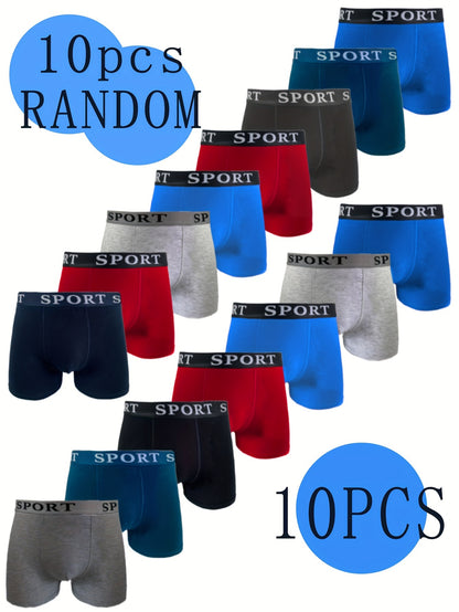 12pcs Men's Cotton Solid Color Underwear Boxers, Casual Boxer Briefs Shorts, Breathable Comfy Stretchy Underwear Boxer Briefs