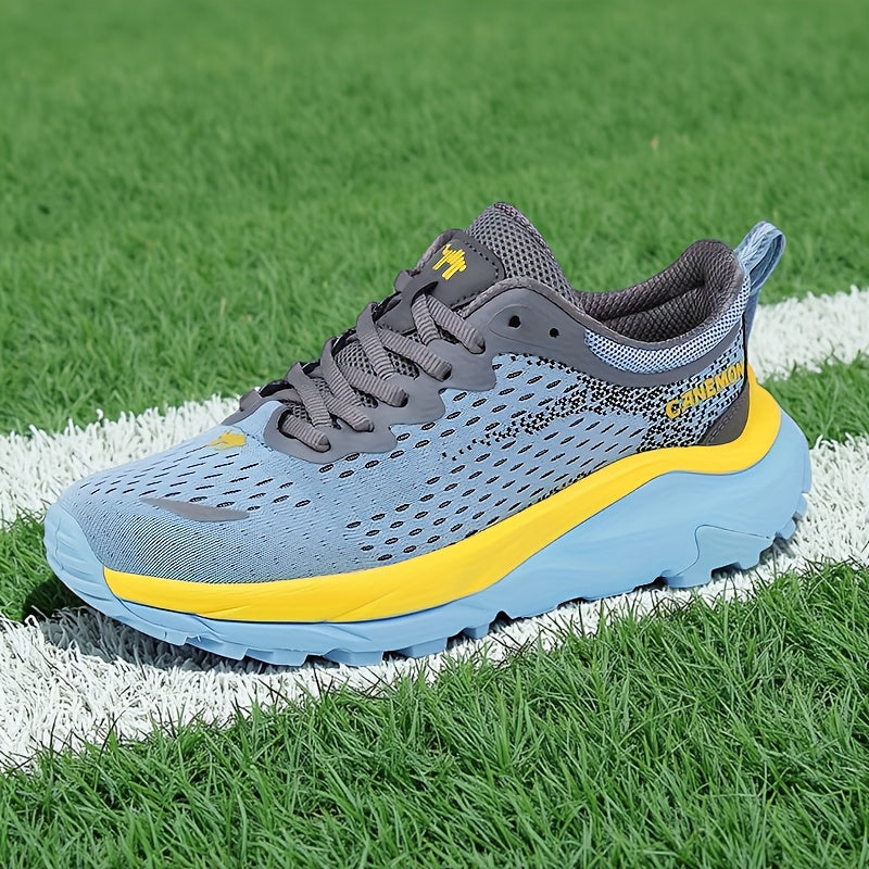 CANEMON Men's Lightweight Cushioned Running Shoes with MD Sole, Grey//Yellow Low-Top Sneakers - All-Season Comfort, Shock-Absorbing Tread Traction for Gym, Jogging, Gymnastics & Casual Wear - Breathable Sneakers, Running Shoe