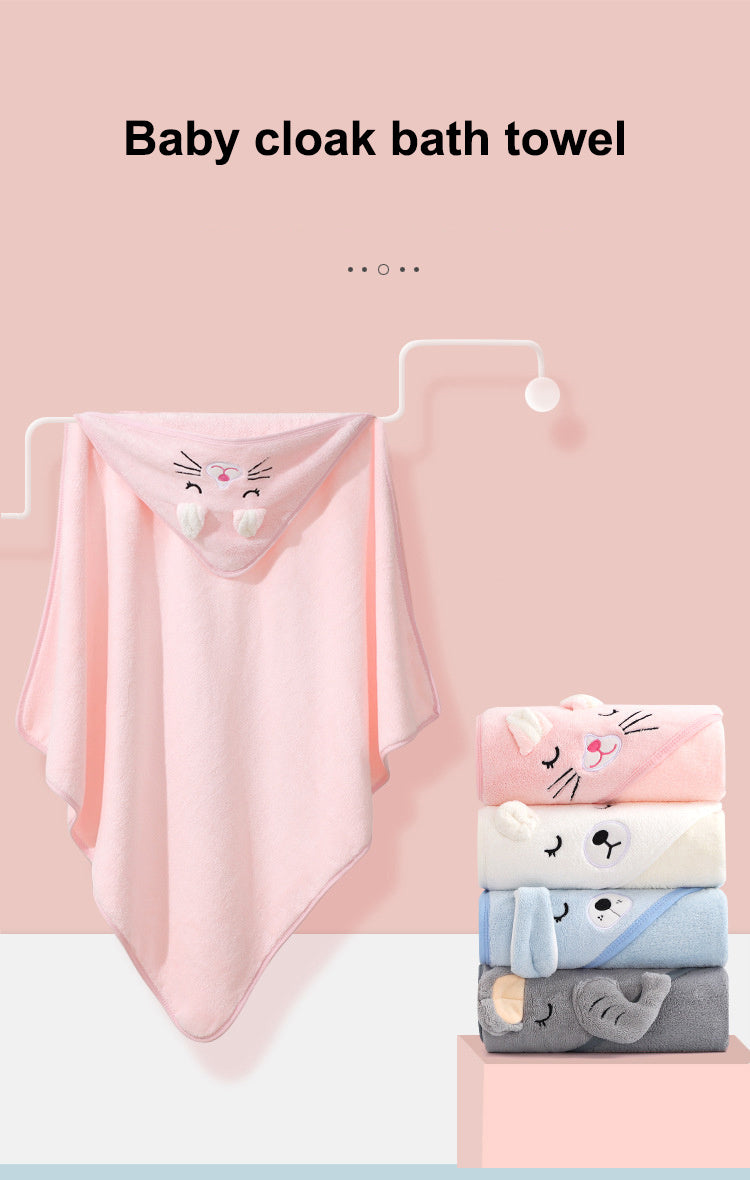 Baby Bath Towel Girl Boy Baby Towel Newborn With Hood Cartoon Coral Fleece Infant Towels Blanket Newborn Baby Bathrobe Infant, Christmas Halloween Gift