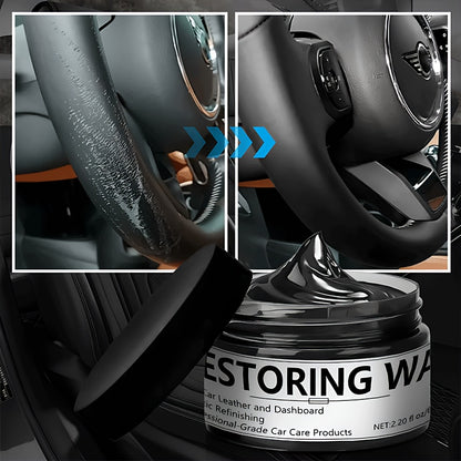 65ml  Interior Renovation Wax & Plastic Parts Renewal Interior Shine Wax, Tire Protector, Black Vehicle Yellowing Repair with Nano Crystal Coating Effective Scratch Removal & Restorative Formula for Long-Lasting Shine