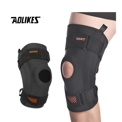 AOLIKES Unisex Spring-Loaded Knee Brace - Black with Orange Accents, Adjustable Straps & Breathable Design for Running, Sports, and Joint Support, Knee Brace for Running, Sports Knee Support, Sleek Knee Brace, Durable Knee Br