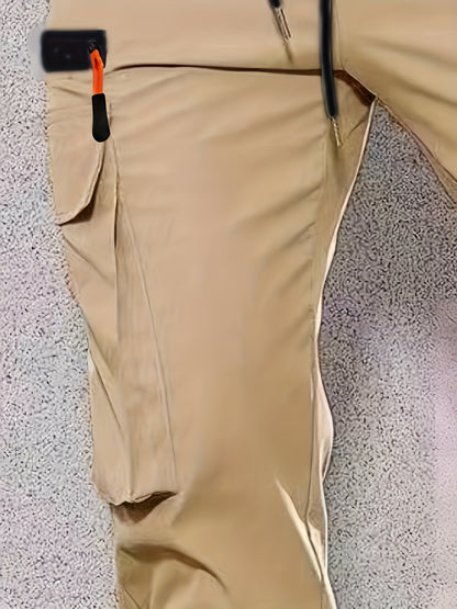 Men's Heavy-Duty Work Pants - Loose-Fit Cargo Trousers with Multiple Utility Pockets, Elastic Waistband, Non-Stretch Fabric for Construction, Outdoor, Everyday Casual - Black Pants (Machine Washable), Outdoor Activities, Func