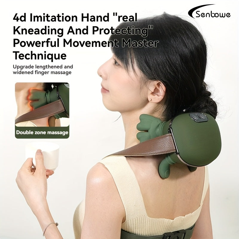 USB Charging Neck And Shoulder Heating Massager, Electric Massager, 6D Hand Simulated Shoulder, Neck, Back Massager, Neck Trapezius Massager, As Well As Deep Kneading And Massage for The Shoulders And Legs. Suitable Gifts for