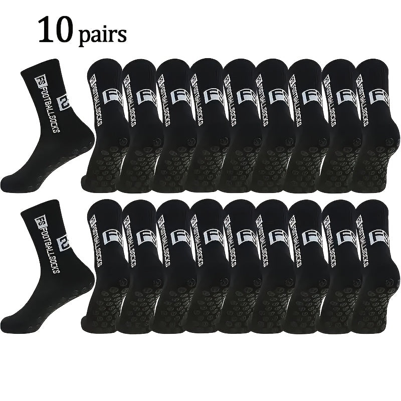 2/6/10/20 Pairs Men'S Thickened Moisture-Wicking Breathable Soccer &amp; Basketball Training Socks - Non-Slip Grip, Cushioned Arch &amp; Heel Support, Sweat-Resistant, Soft Elastic Athletic Socks For Outdoor Sports, Gym, Football Mat