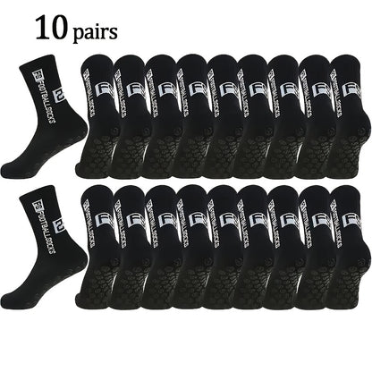 2/6/10/20 Pairs Men'S Thickened Moisture-Wicking Breathable Soccer &amp; Basketball Training Socks - Non-Slip Grip, Cushioned Arch &amp; Heel Support, Sweat-Resistant, Soft Elastic Athletic Socks For Outdoor Sports, Gym, Football Mat
