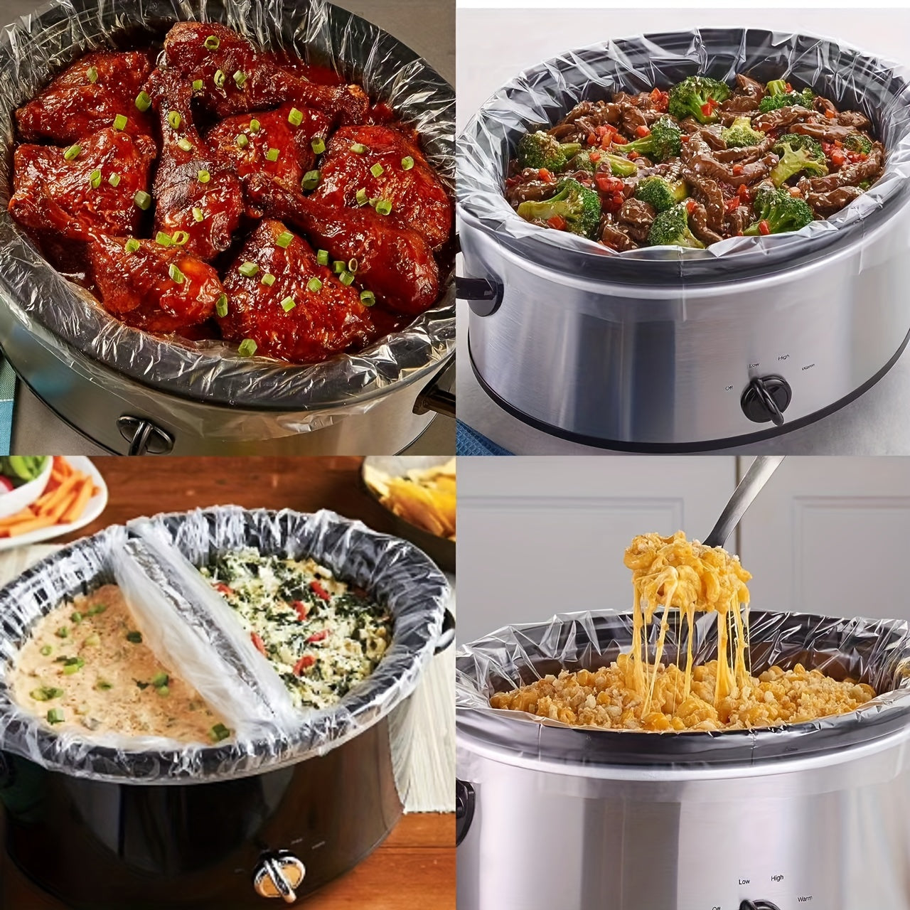 30pcs Slow Cooker Liners, Easy Clean Up Plastic Bags For Crockpot, Kitchen Disposable Cooking Bags, BPA Free, For Oval Or Round Pot, Size 33.02*53.34 Cm, Fit 3QT To 8QT, Baking Tools, Kitchen Accessaries