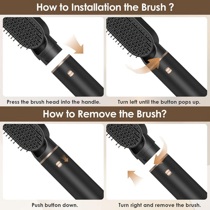 5in 1 Hair Styler Hot Air Brush Detachable Hair Hot Brush Air Curler Air Curling Wrap Styler Upgrade Hot Air Brush Curling Iron Brush Hair Styling Tools for Curling Straightening, Hair Straightening Tool, Salon Styling Tool,