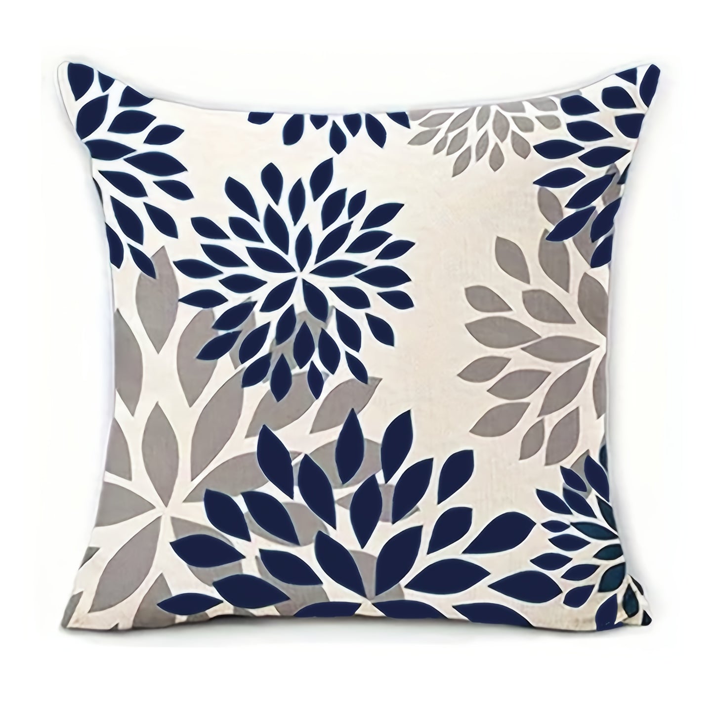 4pcs Modern Geometric & Floral Print Velvet Pillow Covers - Soft Blue & White, Zipper Closure, Machine Washable Polyester, Perfect for Living Room & Bedroom Decor - Includes 2 Large, 1 Medium, 1 Small, Decorative Pillows (No
