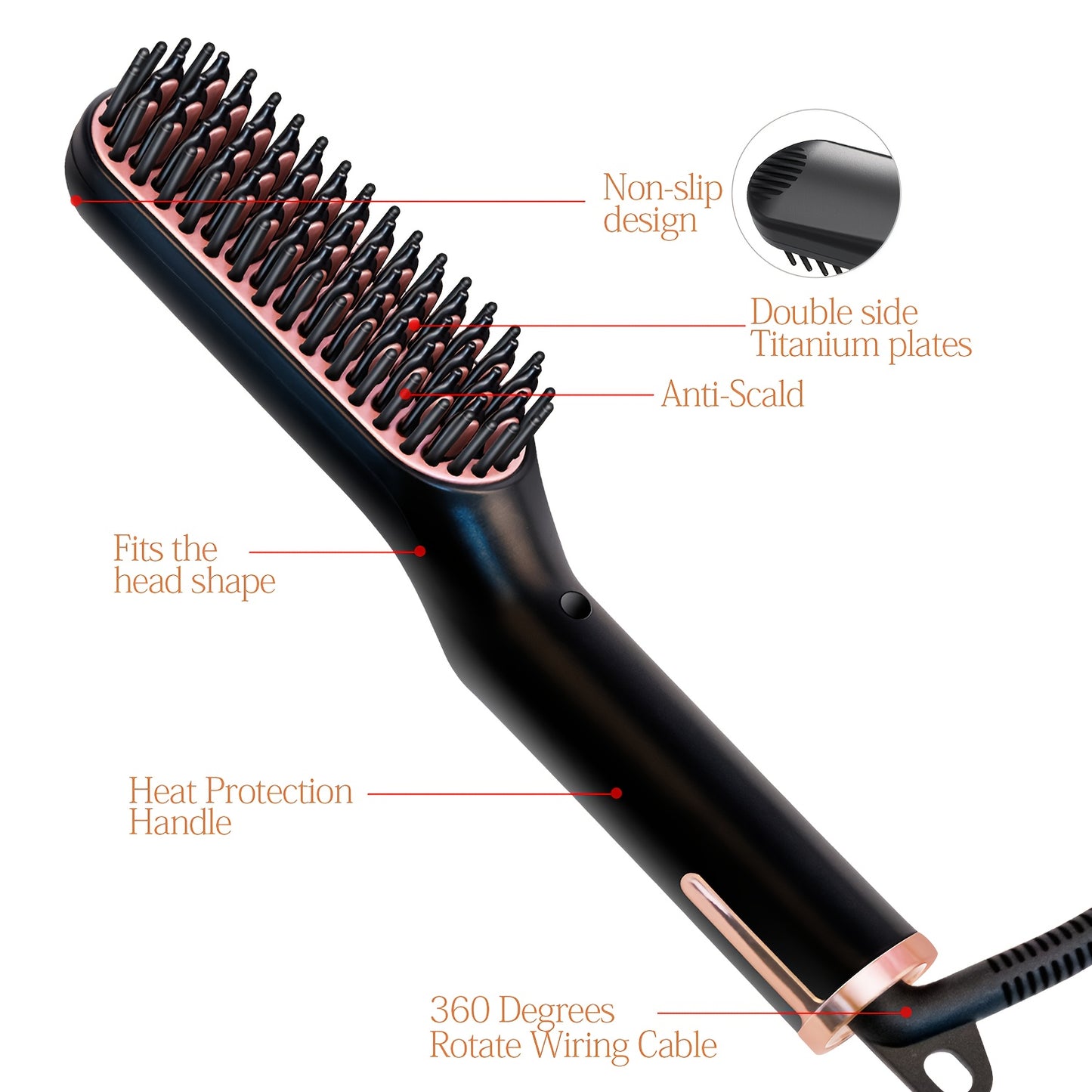 UKLISS Electric Hair Straightener with Fast Technology - 3-in-1 Hair Straightener Brush, 220V Plug & Compact Design for Men & Women, Long & Short Hair, Professional Salon & Home Use, Hair Straightener For Women, Hair Straight