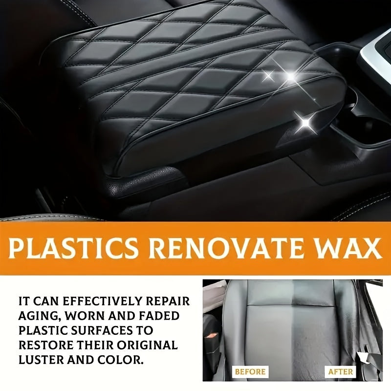 Car Interior Wax, Leather Care Cream, Dashboard Polish, Seat Cushion Renovator, Enhances Plastic & Leather Repair, Anti-Aging & Whitening, for Wood-Plastic Composite, Auto Maintenance & Interior Decor Care Product, Plastic Pa