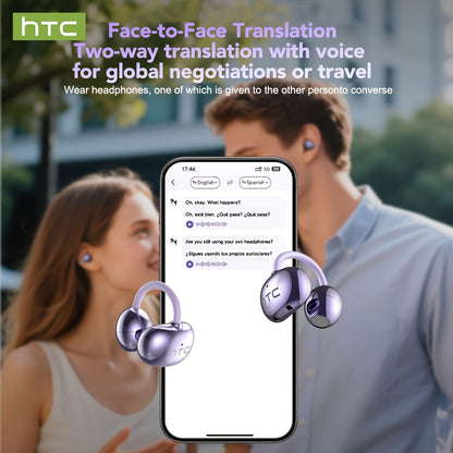 1pc HTC NE32 AI Translation Headset with 134+ Language Support, Wireless 6.0 Wireless, Touch Controls & Built-in Mic, Real-Time Translation Device for Travel, Business, Study, Sports - Compatible with Smartphones (USB-C Charg
