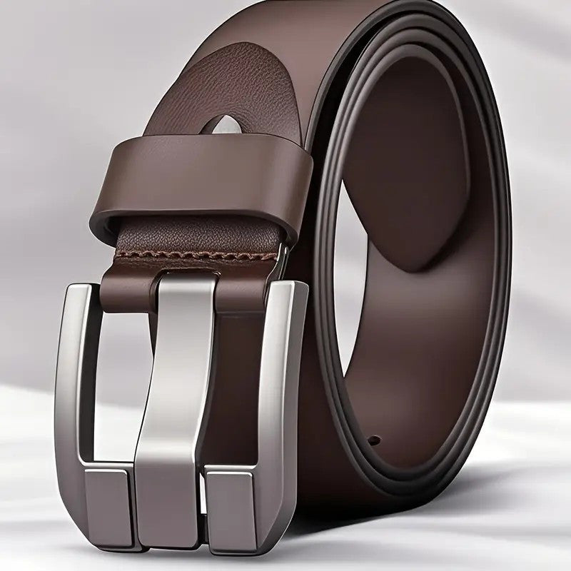 Men'S Genuine Leather Belt with Alloy Buckle - Heavy-Duty, Sweat-Resistant, Formal & Casual Belt for Big Waist - All-Season Everyday & Special Occasion Belt - Durable Metal Buckle Closure - Ideal for Jeans, Dresses, Business