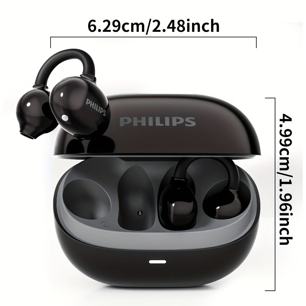 For Philips Wireless Earbuds with Touch Control, Open-Back Design, High-Definition Sound, and Noise Cancellation for Calls - Plastic Earphones with Condenser Mic, TWS Sports Headphones for Cellphones TAT3469, USB-C Charging,