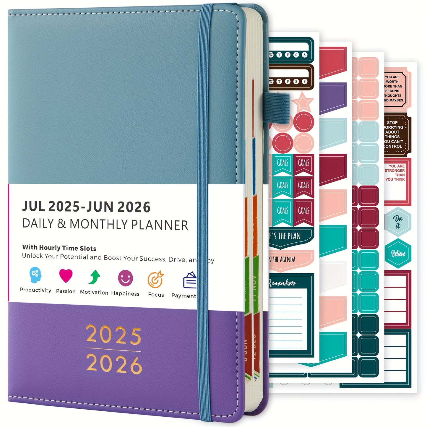 2025-2026 Academic Planner with 12-Month Labels - Daily and Monthly Management Organizer, Marker Section, Faux Leather Cover, 21.34cm x 14.48cm Adult Back Planner, Academic Planner Notebook, Organized Layo