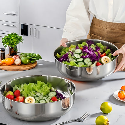 Large Stainless Steel Mixing Bowl with Lid - Rust-Resistant, Deep & Wide for Dough Kneading, Pasta Making, Vegetable Washing, Soups | Modern Kitchen Essential, Kitchen Essentials And Supplies