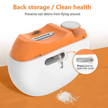 Cortador e polidor de unhas elétrico recarregável SWOSON com luz LED - Alimentado por USB, bateria de polímero de lítio, carregamento rápido 36V/5A, 3 em 1: aparador, polidor e lixador de unhas - Resultados de qualidade profissional para uso doméstico.