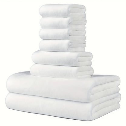 8-Pack Ultra-Soft Coral Fleece Bath Towel Set, 2 Bath Towels 69.85 X 139.7 cm, 2 Hand Towels 34.8 X 74.93 cm, 4 Square Towels 29.97 X 29.97 cm, Quick-Drying, Highly Absorbent And Lightweight, Gentle Camping Towels