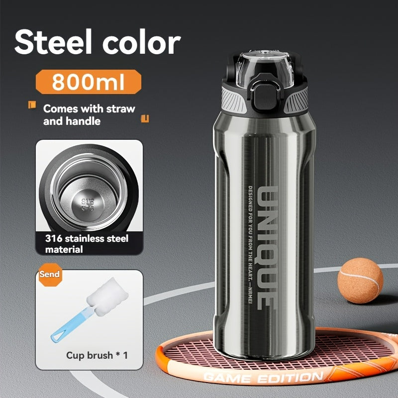 32oz Stainless Steel Pop-Up Water Bottle nRMEi - 316 Stainless steel, BPA-Free, 4-season hot/cold water retention, large capacity for outdoor activities, travel, daily use, insulated water bottle, Sleek M