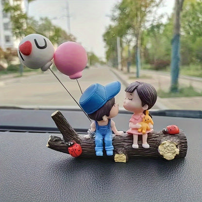 Cute Ornaments Couple Action Figurines Balloons Ornaments For Car Dashboard Decoration