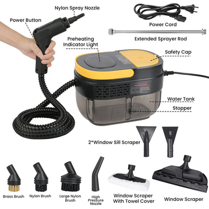 Máquina de limpeza a vapor portátil para uso doméstico, limpador a vapor manual de alta temperatura e pressão para cozinha e carpetes, ideal para casas, escritórios e veículos.