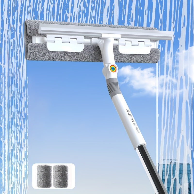 2-in-1 Glass Wiper, Multi-Functional Plastic &amp; Stainless Steel Window Cleaning Tool, Ideal for Bathroom, Outdoor, Wall, Floor, and Glass Surfaces