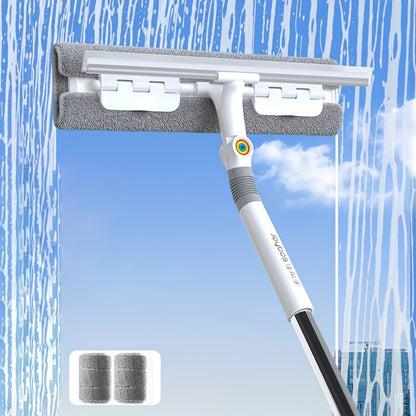 2-in-1 Glass Wiper, Multi-Functional Plastic &amp; Stainless Steel Window Cleaning Tool, Ideal for Bathroom, Outdoor, Wall, Floor, and Glass Surfaces