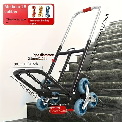 1pc Iron Folding Dolly Cart with Rubber Wheels - Portable Stair Climbing Design, Easy Lift & Carry, Effort-Saving for Moving and Shopping