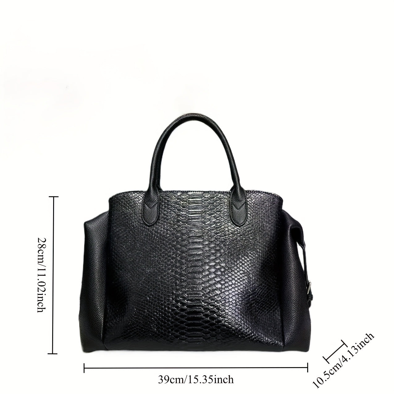 Elegant Black Snake Pattern Handbag for Women - Large Capacity, Detachable Shoulder Strap, Vegan Synthetic Faux Leather, Perfect for Daily Use and Work, Ideal Holiday Gift, Versatile Trolley | Avantgarde Style | Synthetic Fa