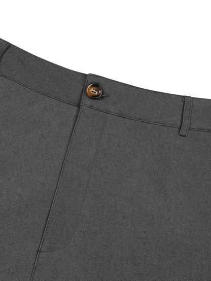 Classic Design Dress Pants, Men's Formal Solid Color Slightly Stretch Elegant Dress Pants For Spring Summer Business Banquet Dinner, Old Money Style
